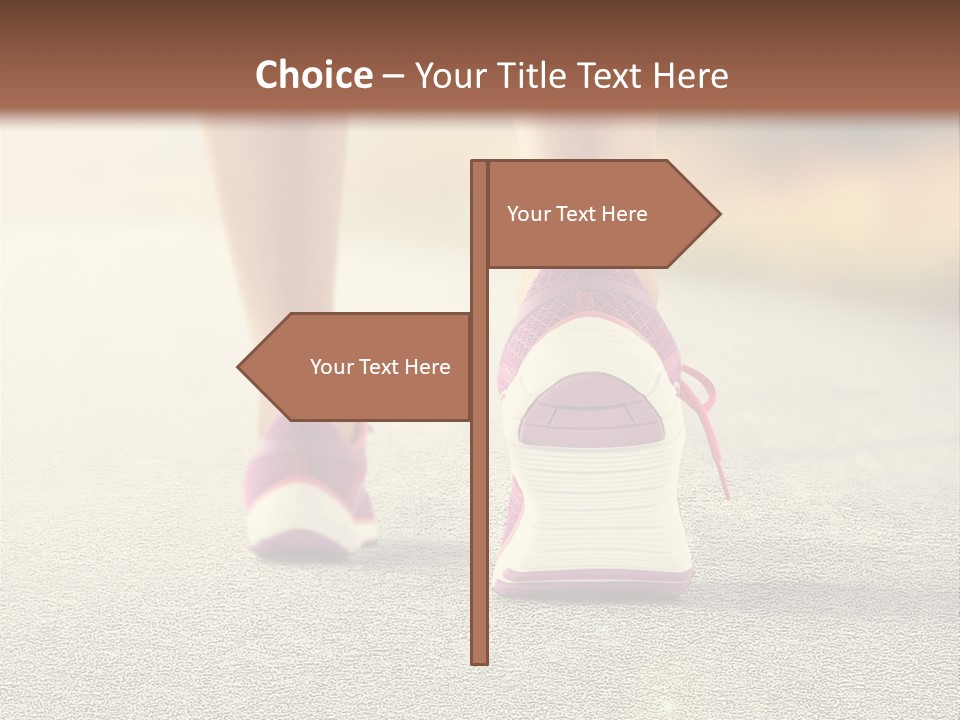 A Woman's Feet Walking Down A Road With A Pink Shoe PowerPoint Template