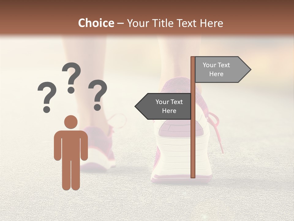 A Woman's Feet Walking Down A Road With A Pink Shoe PowerPoint Template