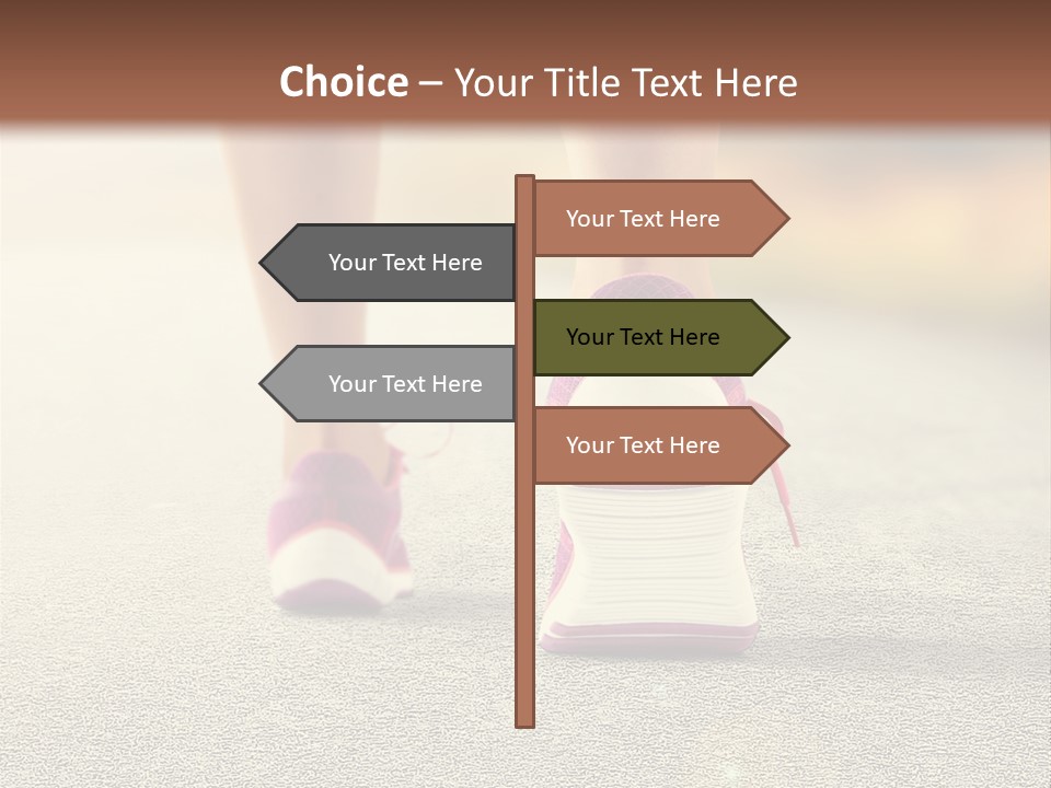 A Woman's Feet Walking Down A Road With A Pink Shoe PowerPoint Template