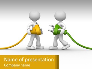 Two People With A Hose Connected To Each Other PowerPoint Template