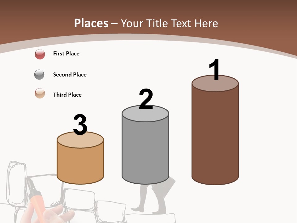 A Hand Holding A Smart Phone Next To A Man Walking On A Line Of Bricks PowerPoint Template