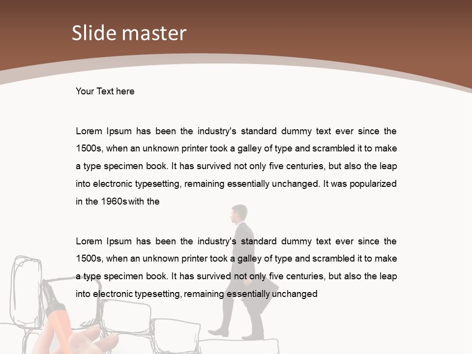 A Hand Holding A Smart Phone Next To A Man Walking On A Line Of Bricks PowerPoint Template