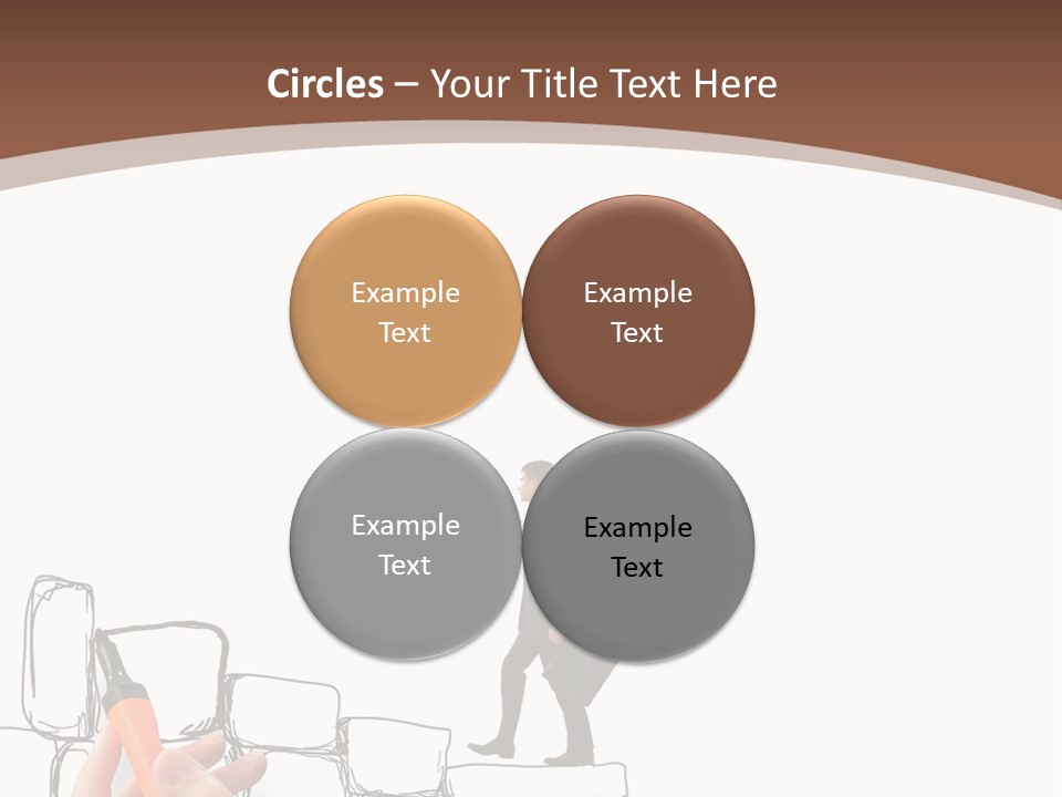 A Hand Holding A Smart Phone Next To A Man Walking On A Line Of Bricks PowerPoint Template