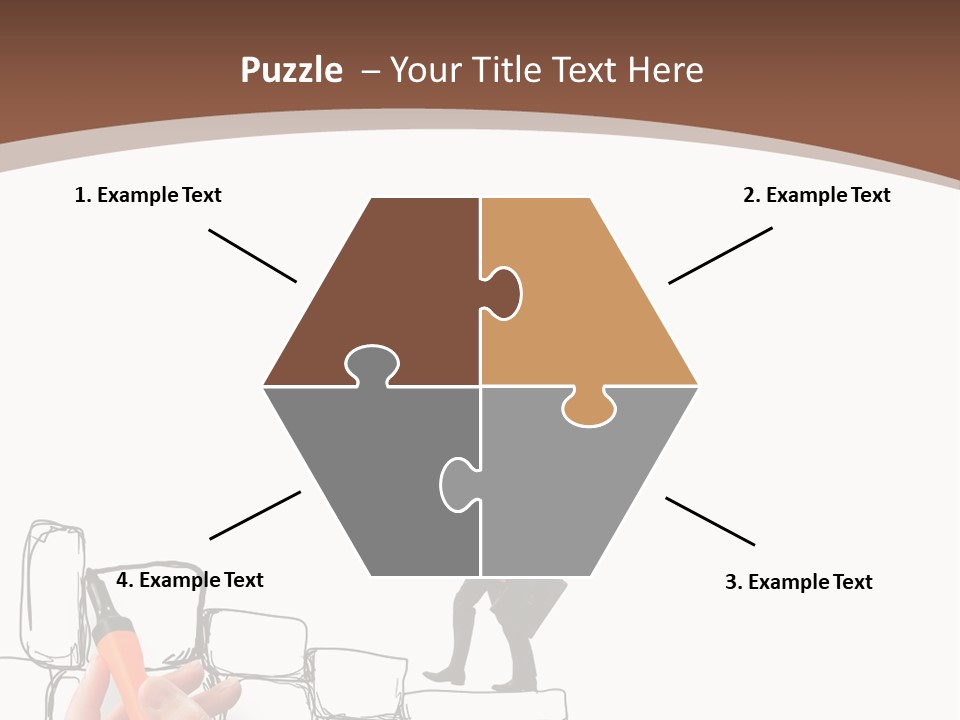 A Hand Holding A Smart Phone Next To A Man Walking On A Line Of Bricks PowerPoint Template