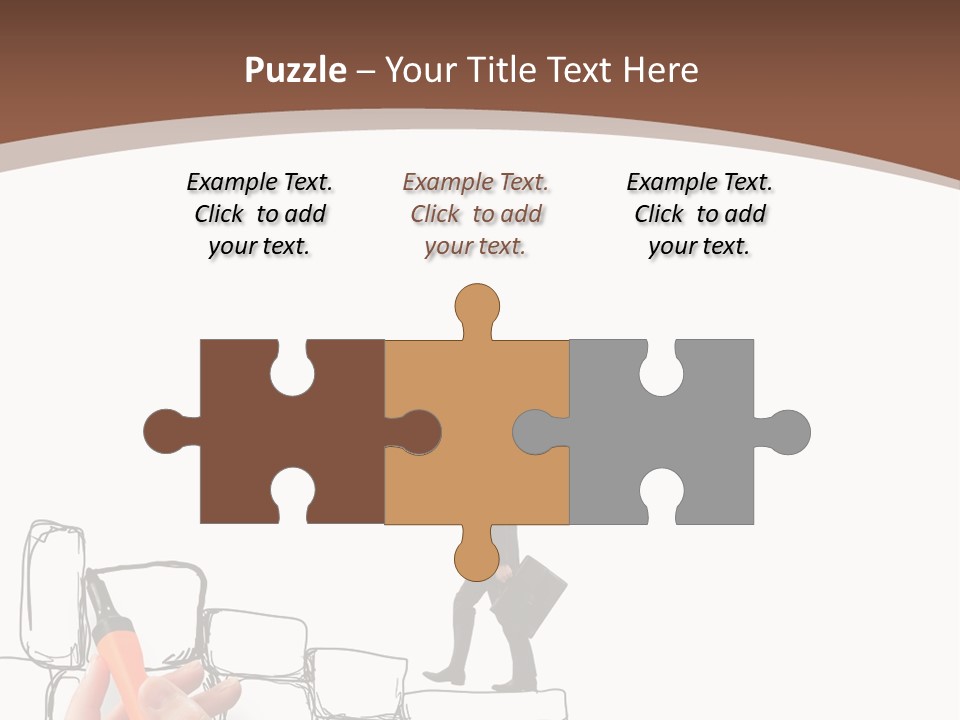 A Hand Holding A Smart Phone Next To A Man Walking On A Line Of Bricks PowerPoint Template