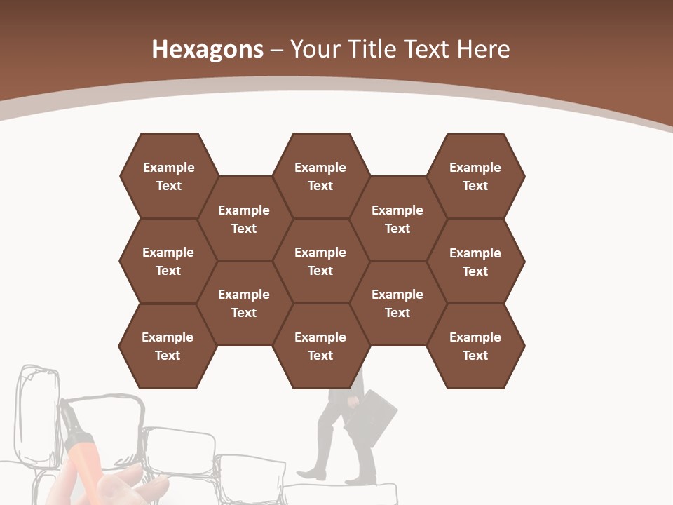 A Hand Holding A Smart Phone Next To A Man Walking On A Line Of Bricks PowerPoint Template