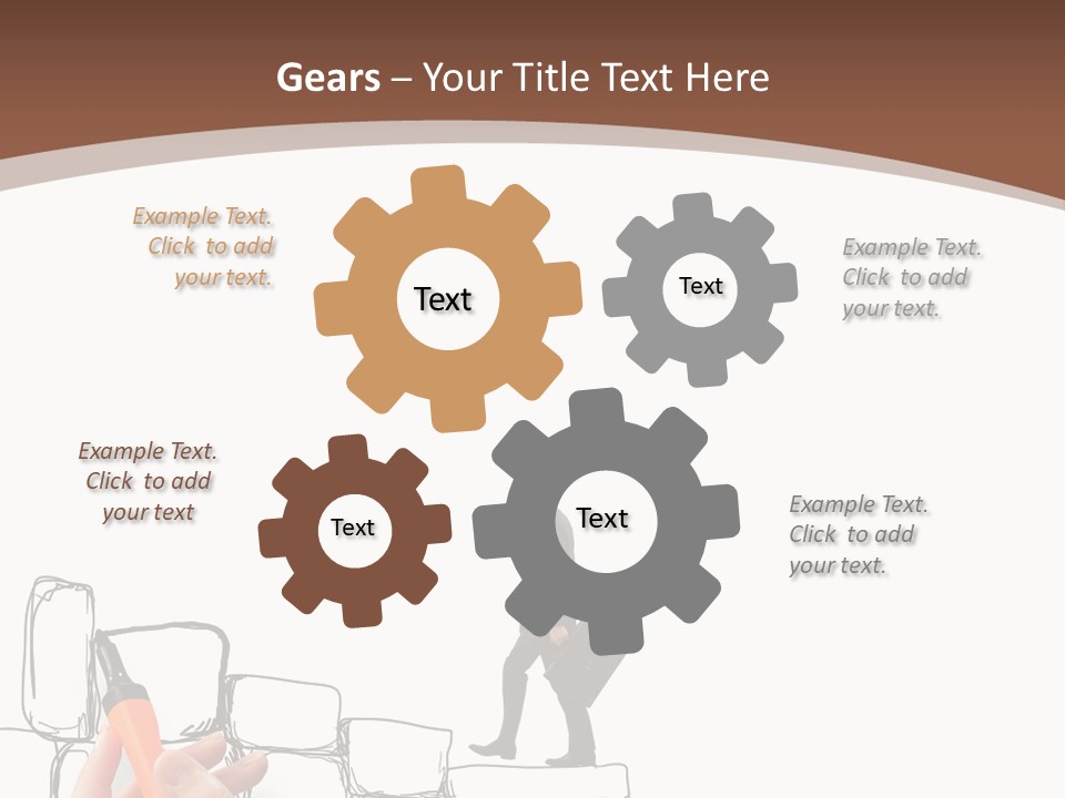 A Hand Holding A Smart Phone Next To A Man Walking On A Line Of Bricks PowerPoint Template