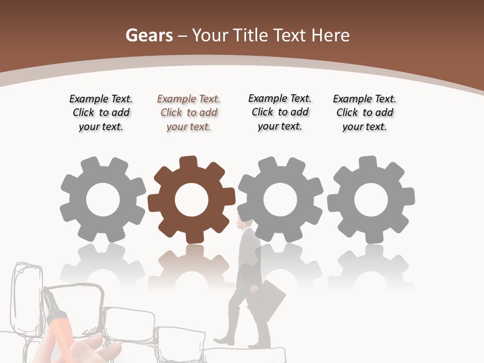 A Hand Holding A Smart Phone Next To A Man Walking On A Line Of Bricks PowerPoint Template