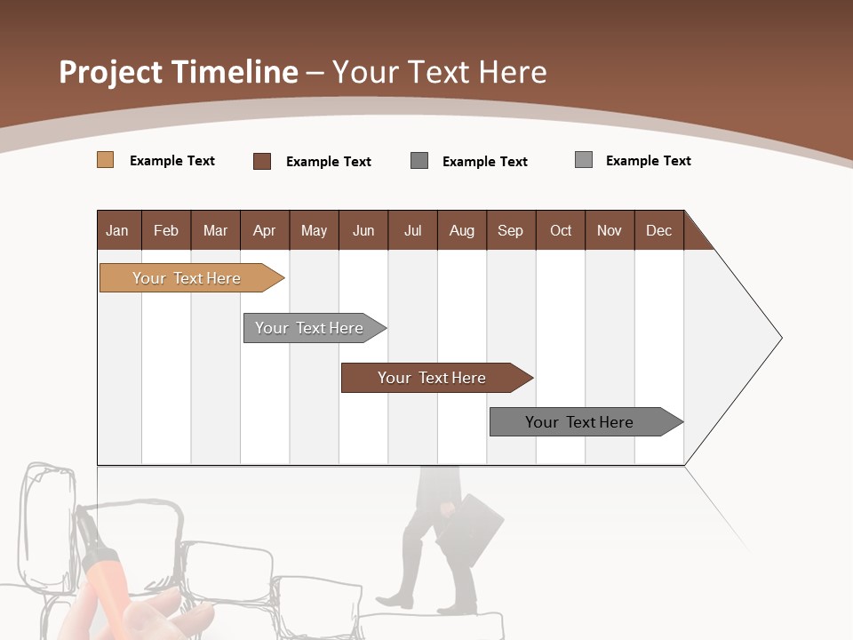 A Hand Holding A Smart Phone Next To A Man Walking On A Line Of Bricks PowerPoint Template