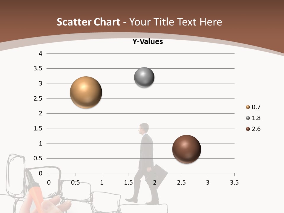 A Hand Holding A Smart Phone Next To A Man Walking On A Line Of Bricks PowerPoint Template