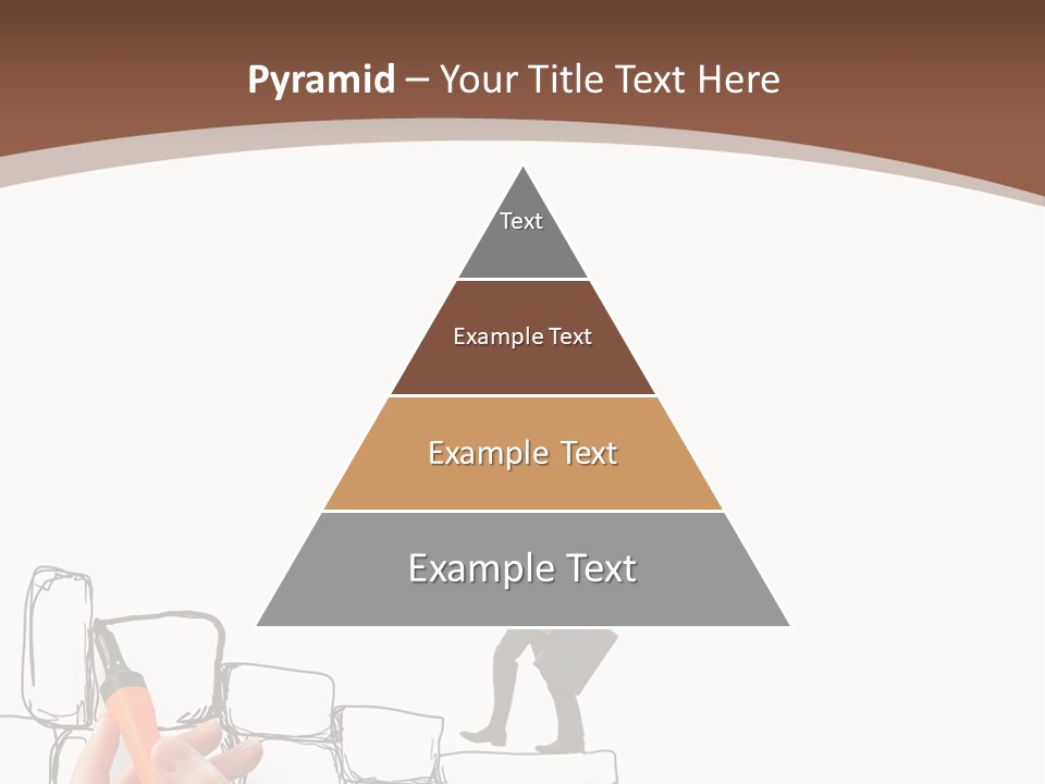 A Hand Holding A Smart Phone Next To A Man Walking On A Line Of Bricks PowerPoint Template