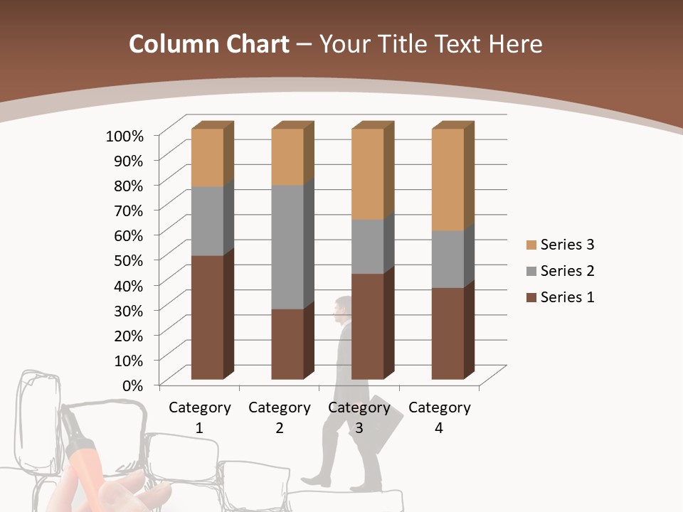 A Hand Holding A Smart Phone Next To A Man Walking On A Line Of Bricks PowerPoint Template