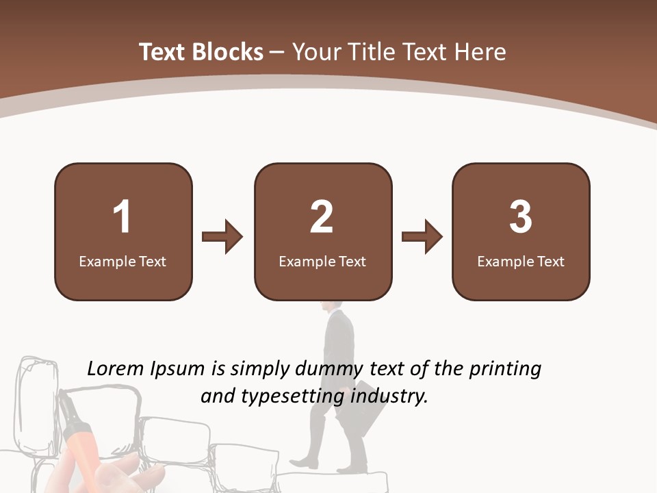 A Hand Holding A Smart Phone Next To A Man Walking On A Line Of Bricks PowerPoint Template
