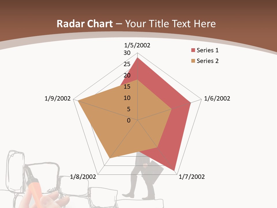 A Hand Holding A Smart Phone Next To A Man Walking On A Line Of Bricks PowerPoint Template