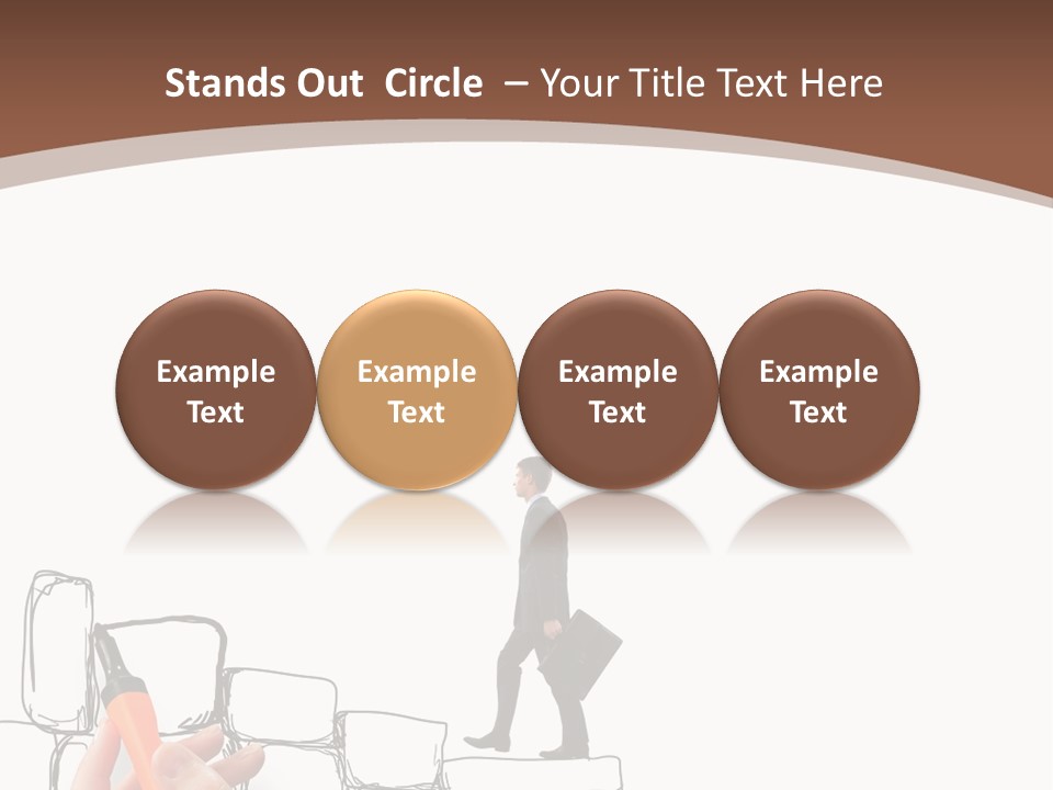 A Hand Holding A Smart Phone Next To A Man Walking On A Line Of Bricks PowerPoint Template