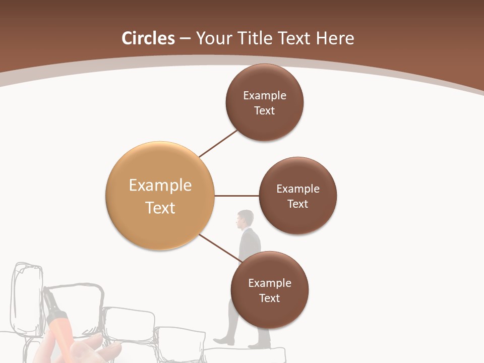 A Hand Holding A Smart Phone Next To A Man Walking On A Line Of Bricks PowerPoint Template