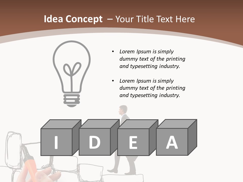 A Hand Holding A Smart Phone Next To A Man Walking On A Line Of Bricks PowerPoint Template