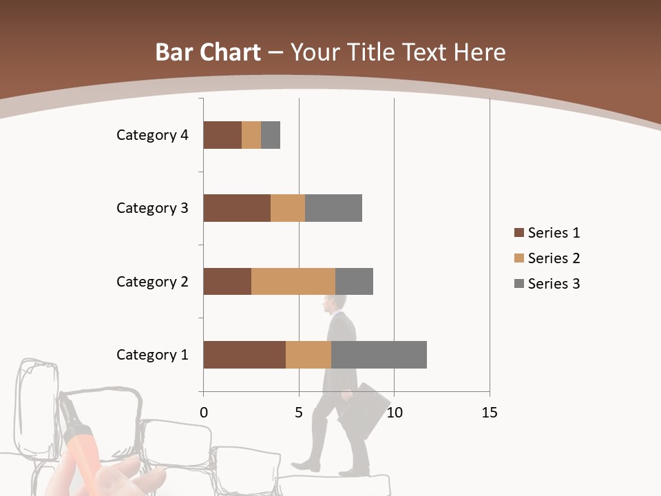 A Hand Holding A Smart Phone Next To A Man Walking On A Line Of Bricks PowerPoint Template