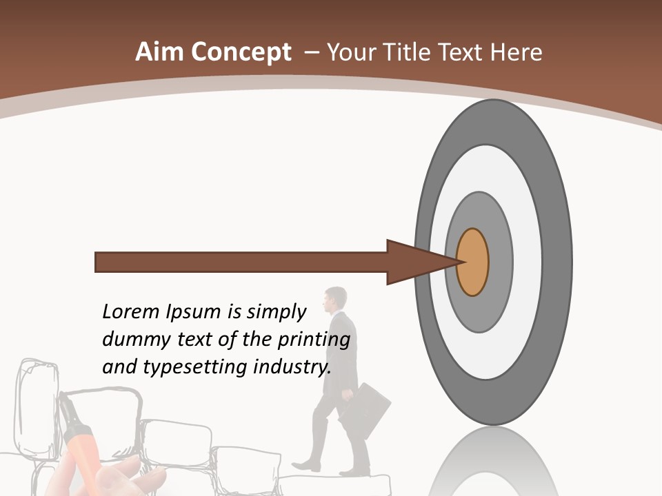 A Hand Holding A Smart Phone Next To A Man Walking On A Line Of Bricks PowerPoint Template