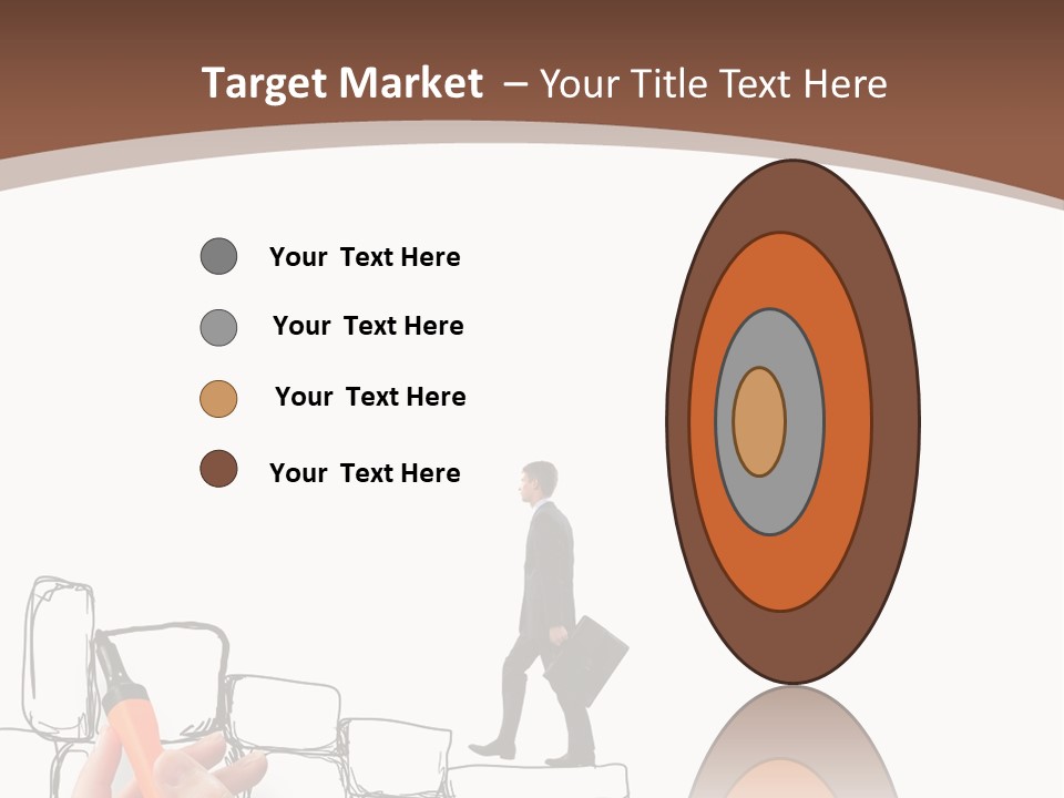 A Hand Holding A Smart Phone Next To A Man Walking On A Line Of Bricks PowerPoint Template