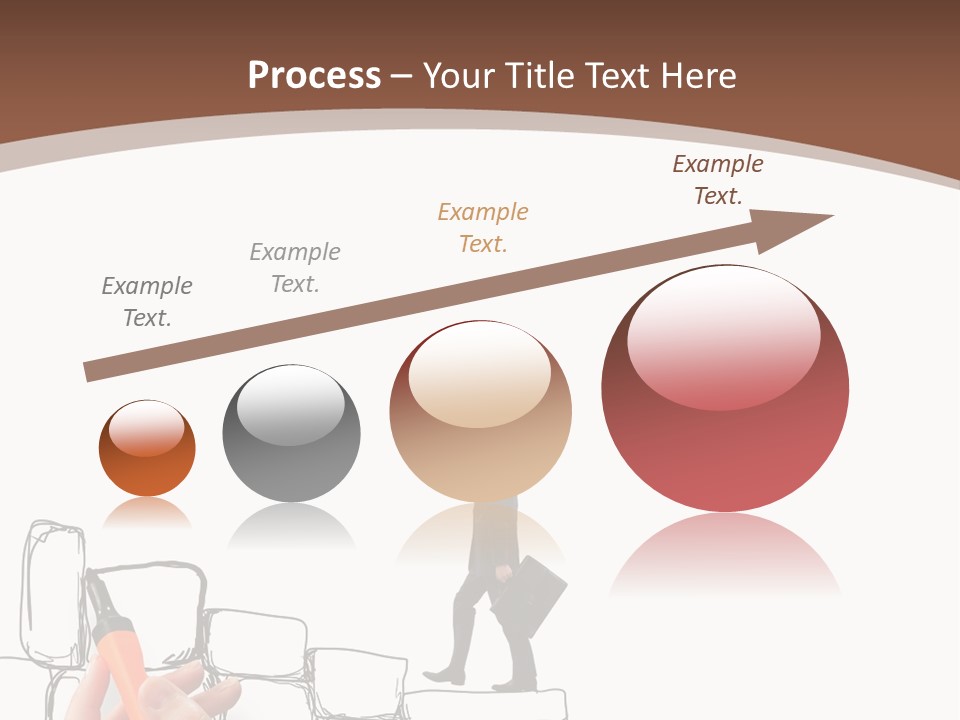 A Hand Holding A Smart Phone Next To A Man Walking On A Line Of Bricks PowerPoint Template