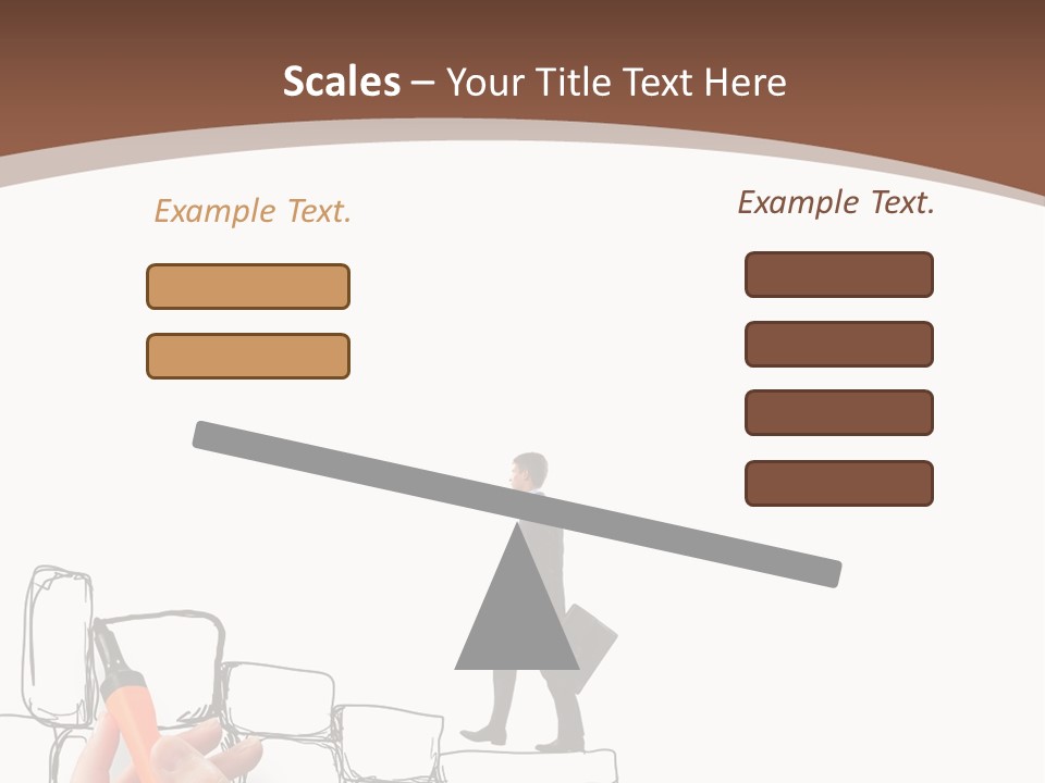 A Hand Holding A Smart Phone Next To A Man Walking On A Line Of Bricks PowerPoint Template