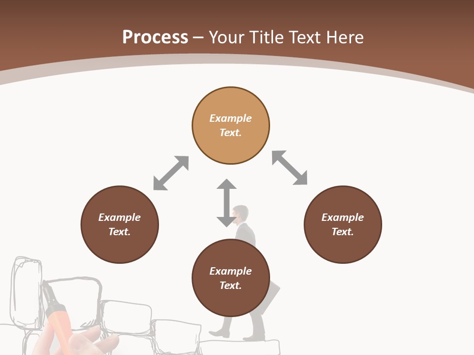 A Hand Holding A Smart Phone Next To A Man Walking On A Line Of Bricks PowerPoint Template