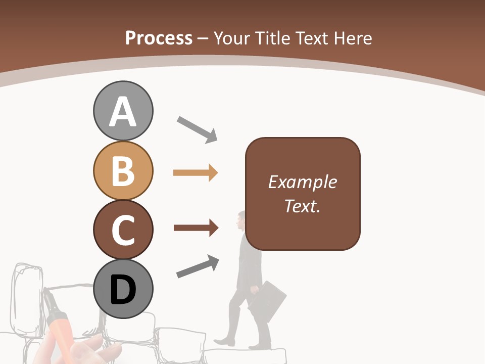 A Hand Holding A Smart Phone Next To A Man Walking On A Line Of Bricks PowerPoint Template
