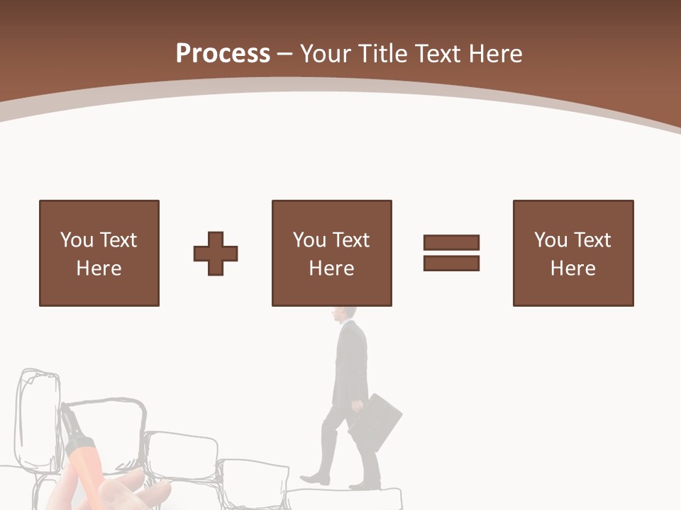 A Hand Holding A Smart Phone Next To A Man Walking On A Line Of Bricks PowerPoint Template