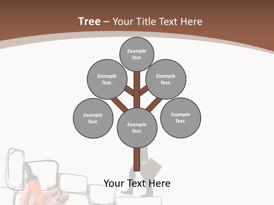 A Hand Holding A Smart Phone Next To A Man Walking On A Line Of Bricks PowerPoint Template