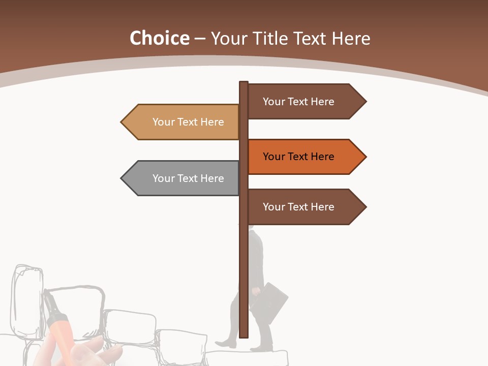 A Hand Holding A Smart Phone Next To A Man Walking On A Line Of Bricks PowerPoint Template