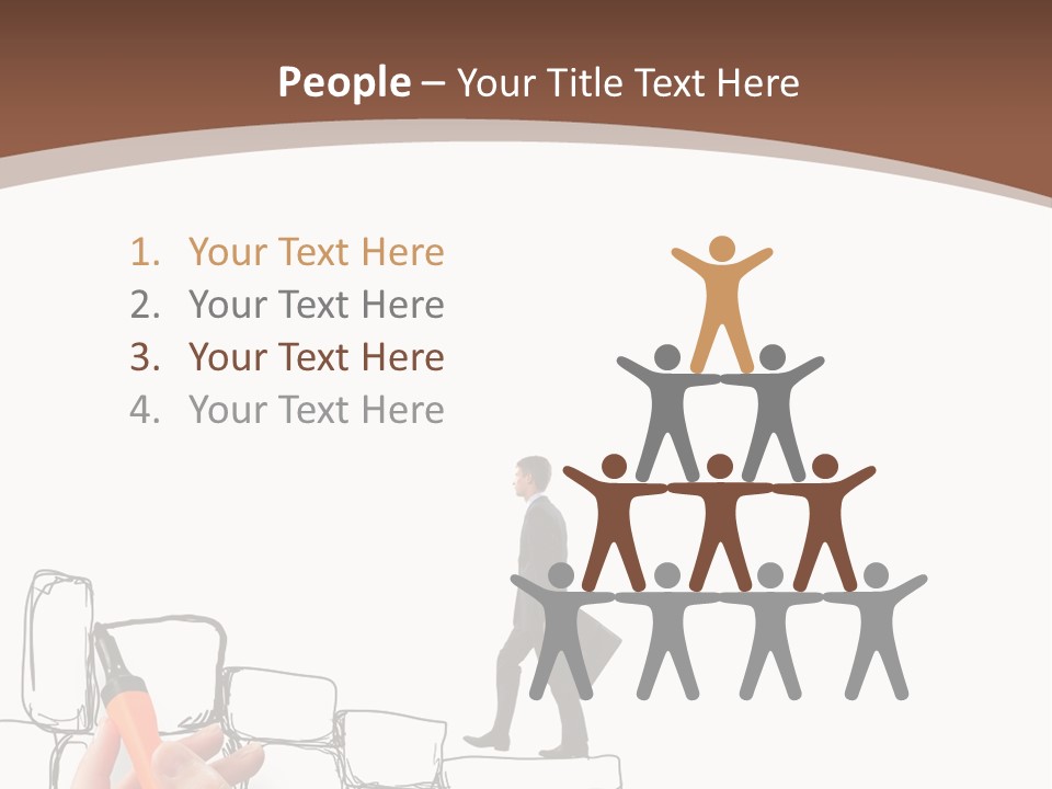 A Hand Holding A Smart Phone Next To A Man Walking On A Line Of Bricks PowerPoint Template