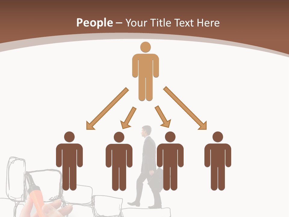 A Hand Holding A Smart Phone Next To A Man Walking On A Line Of Bricks PowerPoint Template