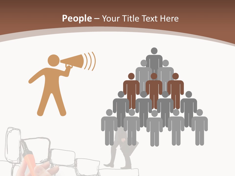 A Hand Holding A Smart Phone Next To A Man Walking On A Line Of Bricks PowerPoint Template