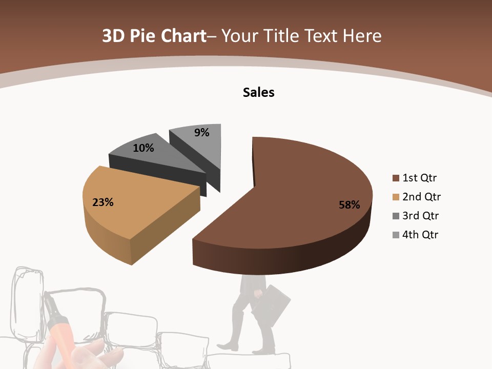 A Hand Holding A Smart Phone Next To A Man Walking On A Line Of Bricks PowerPoint Template