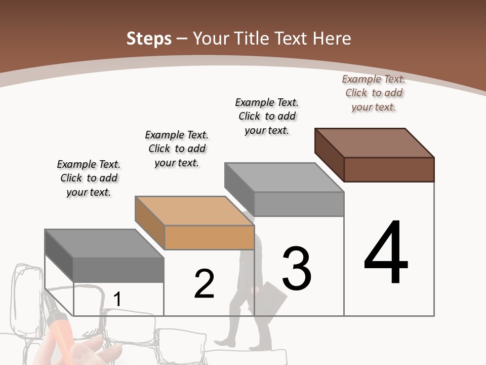 A Hand Holding A Smart Phone Next To A Man Walking On A Line Of Bricks PowerPoint Template