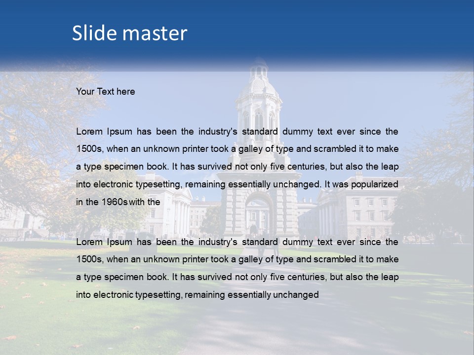 A Large Building With A Clock Tower In The Middle Of It PowerPoint Template