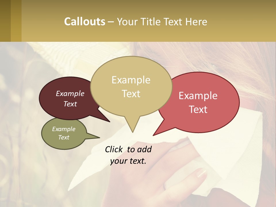 A Woman Wearing A Hat And Holding A Napkin To Her Mouth PowerPoint Template