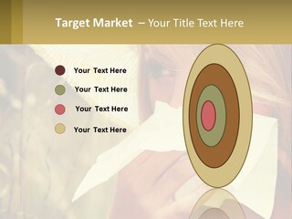 A Woman Wearing A Hat And Holding A Napkin To Her Mouth PowerPoint Template
