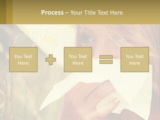 A Woman Wearing A Hat And Holding A Napkin To Her Mouth PowerPoint Template