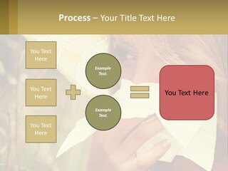 A Woman Wearing A Hat And Holding A Napkin To Her Mouth PowerPoint Template
