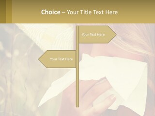 A Woman Wearing A Hat And Holding A Napkin To Her Mouth PowerPoint Template
