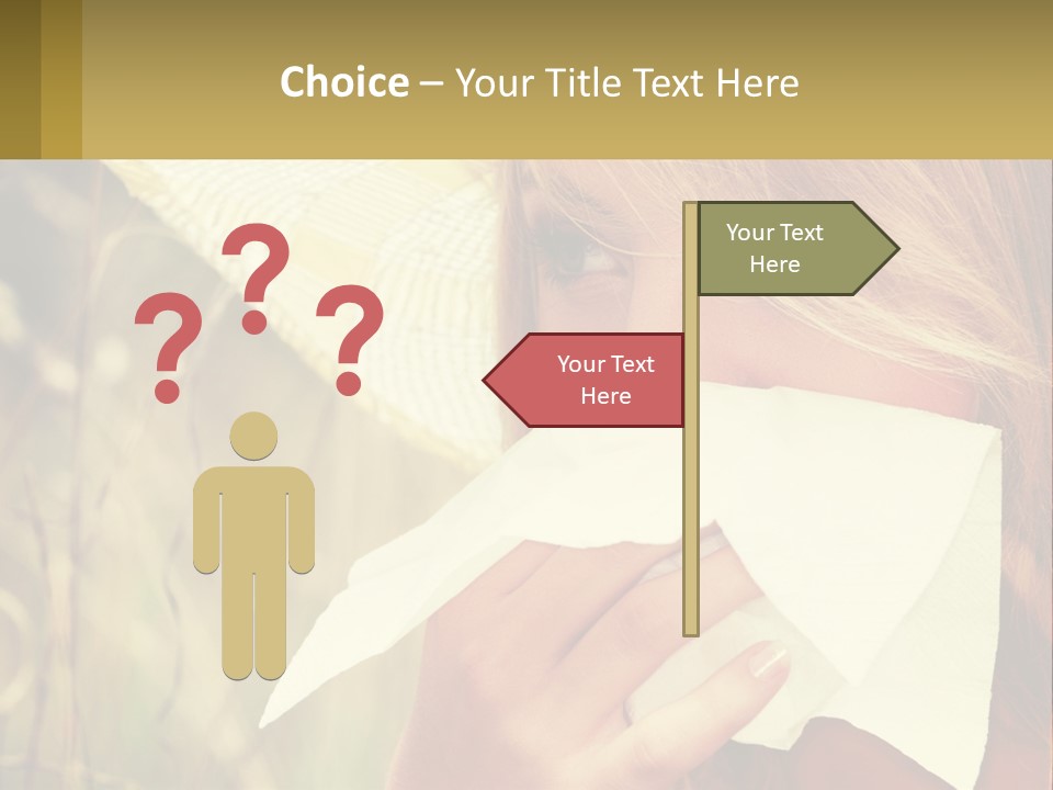A Woman Wearing A Hat And Holding A Napkin To Her Mouth PowerPoint Template