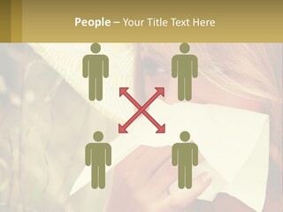A Woman Wearing A Hat And Holding A Napkin To Her Mouth PowerPoint Template
