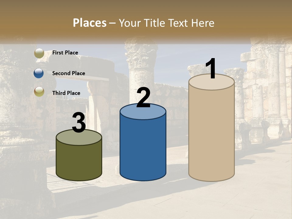 A Group Of Ancient Ruins With Columns In The Foreground PowerPoint Template