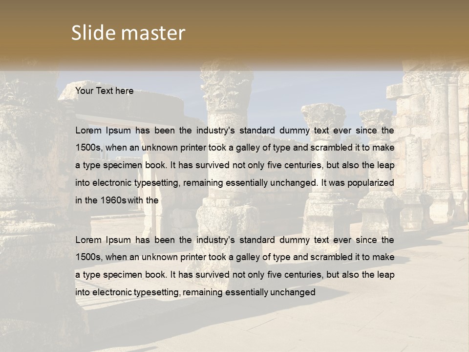 A Group Of Ancient Ruins With Columns In The Foreground PowerPoint Template