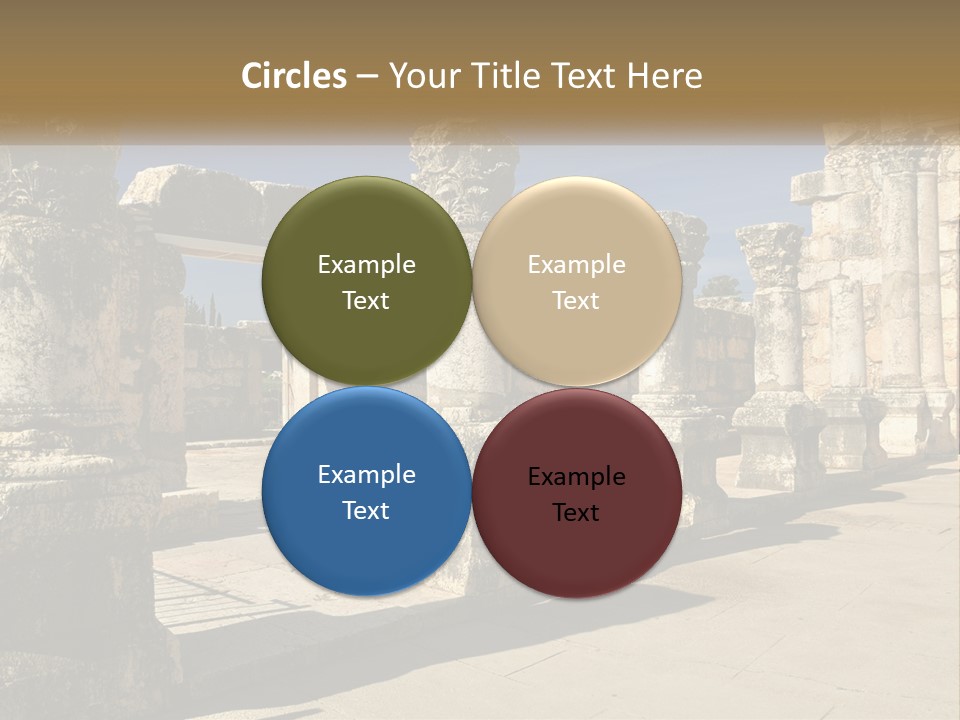 A Group Of Ancient Ruins With Columns In The Foreground PowerPoint Template