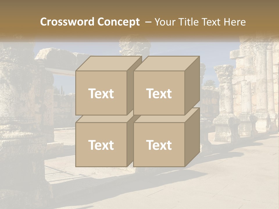 A Group Of Ancient Ruins With Columns In The Foreground PowerPoint Template