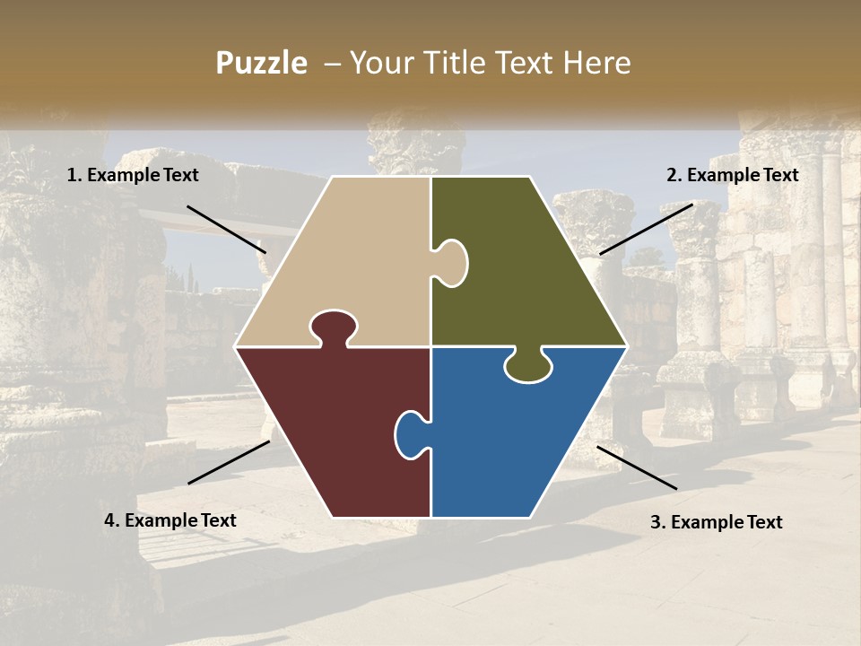 A Group Of Ancient Ruins With Columns In The Foreground PowerPoint Template
