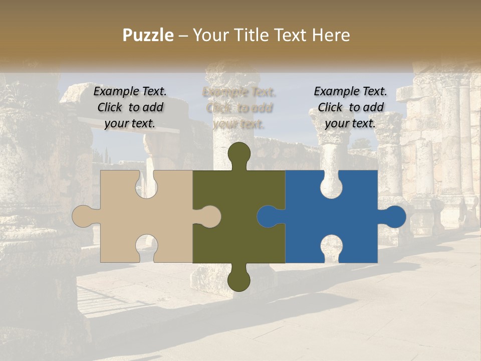 A Group Of Ancient Ruins With Columns In The Foreground PowerPoint Template